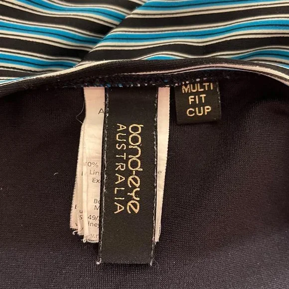 Bond-Eye Australia Size 6 One Piece Blue and Black Striped Padded Cups … - Picture 4 of 6